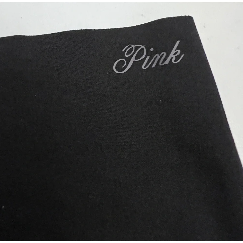 Victoria’s Secret PINK Black Logo Seamless smooth no show Thong Panties Large L - Picture 2 of 3